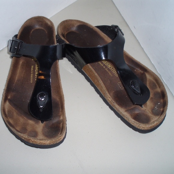 Birkenstock Shoes - Birkenstock Gizeh Black Patent Thong Sandals-9M